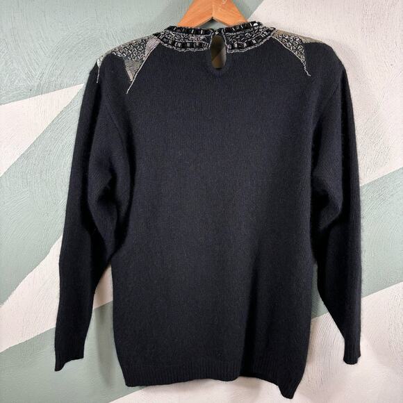 Diffusion Evening Silk Blend Womens Top Angora Wool Long Sleeve Blouse M Sweater - Picture 9 of 9